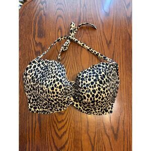 Victoria's Secret 34DDD Bombshell Bikini Top Leopard Cheetah Animal Print Halter